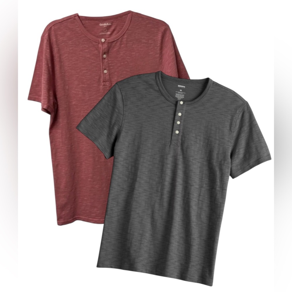 Goodfellow & Co Short Sleeve Henley Shirts - Maroon and Charcoal